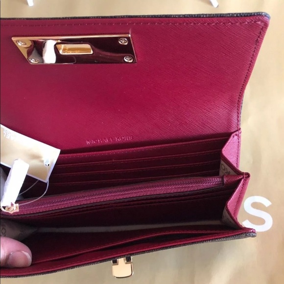 Michael Kors callie MK signature walletbrowncherry - Picture 3 of 6